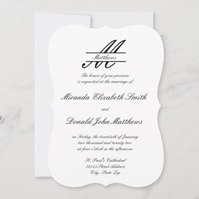 Elegante Simples Formal - Convite De Casamento (Frente)