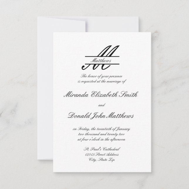 Elegante Simples Formal - Convite para Casamento 3 (Frente)