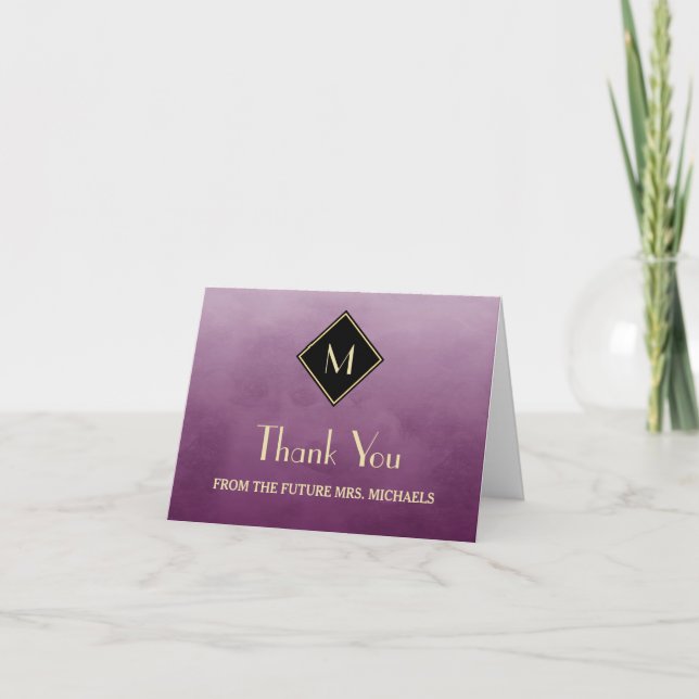 Elegante Simples Roxo Com Agradecimento De Monogra (Frente)