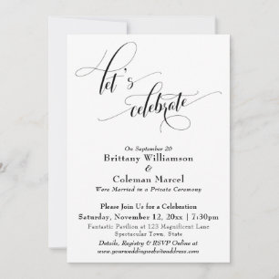 Elegante Simples Vamos Celebrar Convite Preto e Br
