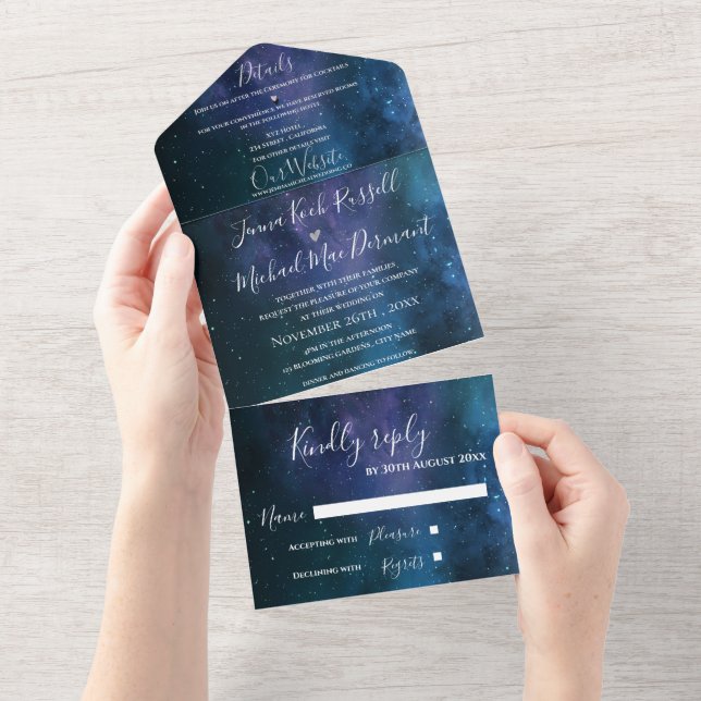 Elegante Sob O Tema Estrelas Casamento Monograma (Aba destacável)