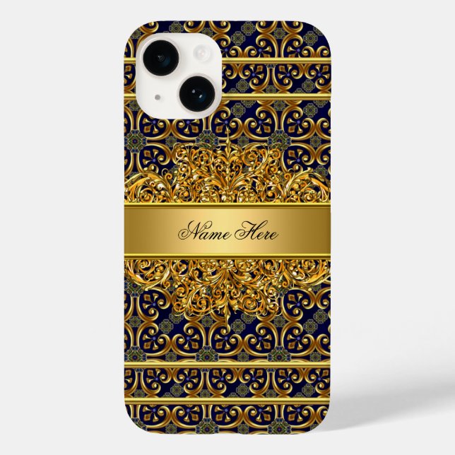 Elegante Sofisticado Dourado Azul (Verso)
