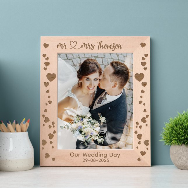 Elegante Sr. e Sra. Heart Wedding Casal Recém-casa (mr and mrs newlywed gifts calligraphy newly weds just married keepsake couple bride groom heart love)