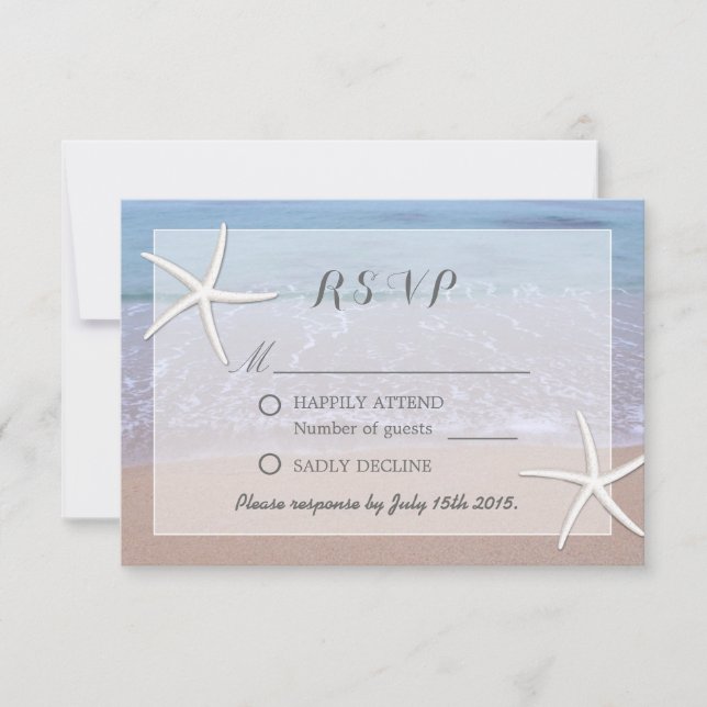 Elegante Starfish Theme Weding RSVP (Frente)