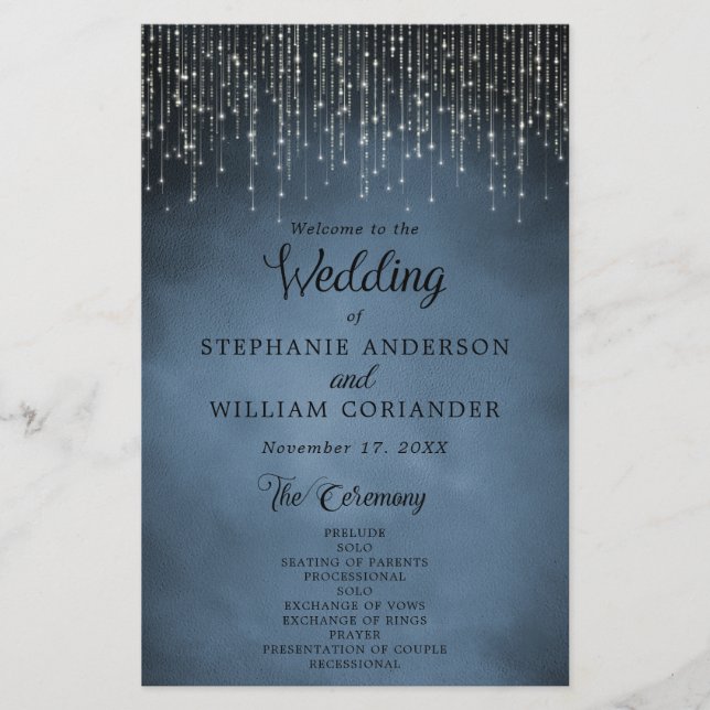 Elegante String Lights Blue Wedage Program (Frente)
