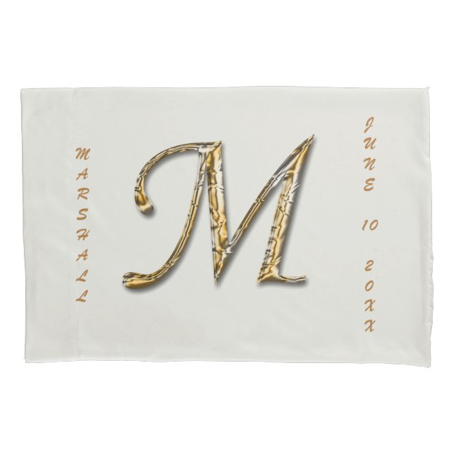 Elegante Sua Lata Dourada De Prata M Monograma (Frente)