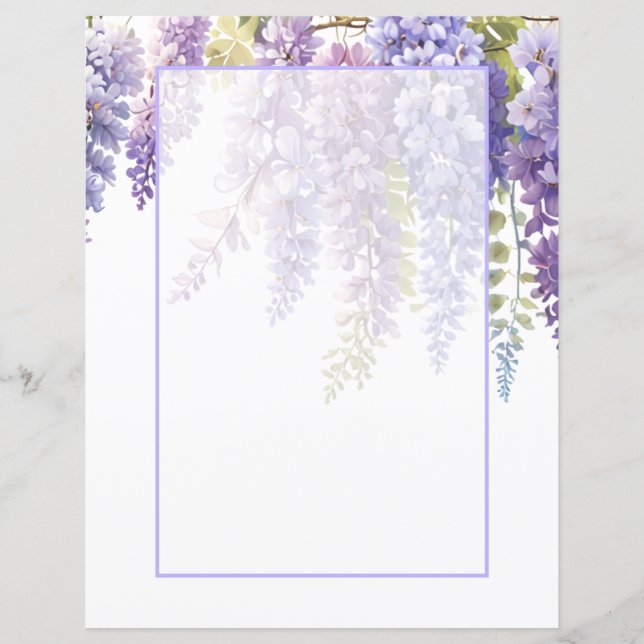 Elegante suave wisteria floral em aquarela roxa (Frente)