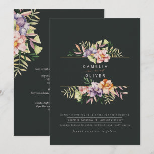 Elegante Summer Floral Convite de casamento QR Cod