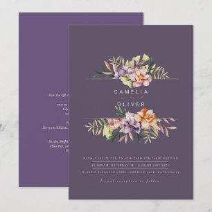 Elegante Summer Floral Convite de casamento QR Cod