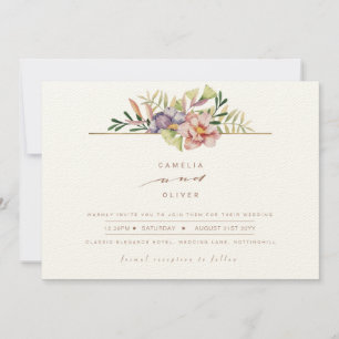 Elegante Summer Floral Convite de casamento QR Cod