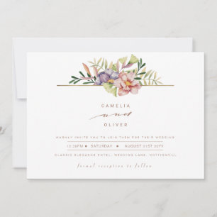 Elegante Summer Floral Convite de casamento QR Cod