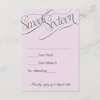 Elegante Sweet 16 RSVP em rosa pálido