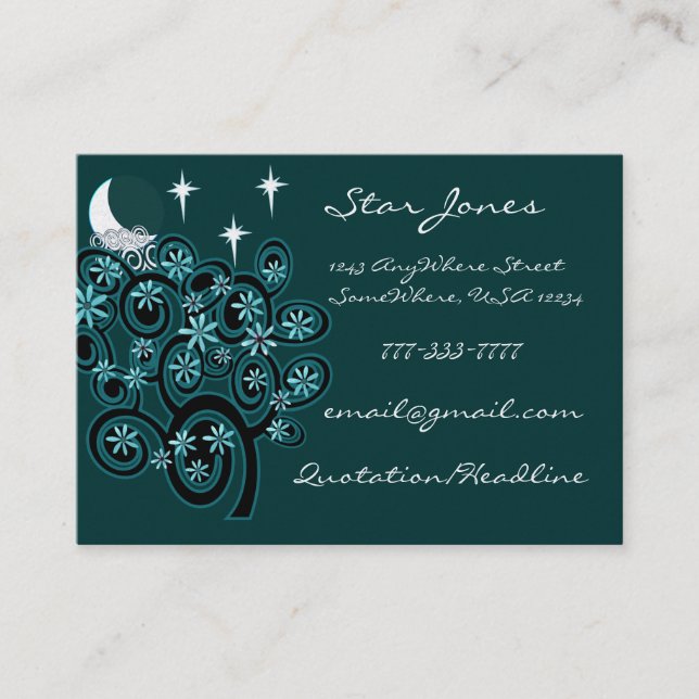Elegante Swirl Cartão de visita - Com Estrelas (Frente)