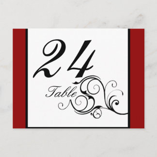 Elegante Swirl em Rich Red Table Number Cartão pos