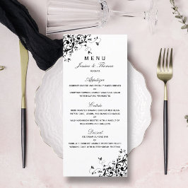 Elegante Swirls Black & White Wedch Menu