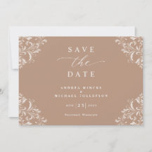Elegante Taupe Casamento Salve Cartões de Data