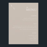 Elegante Taupe Modern Minimalista Menu Casamento<br><div class="desc">Menu moderno de casamento com design de tipografia elegante e minimalista em cores esticadas.</div>