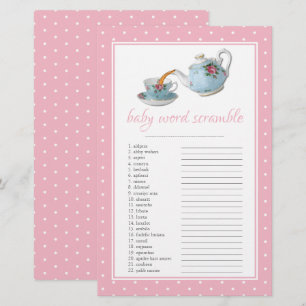 Elegante Teacups Chá de fraldas Tea Party Palavra