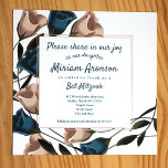 Elegante Teal Beige Rosas Bat Mitzvah Convite<br><div class="desc">Este convite exclusivo para rosas de jardim bege lacrimogêneo Bat Mitzvah é perfeitamente coordenado com envelopes, etiquetas de endereço de retorno e adesivos. Eles são fáceis de personalizar, e outras opções de tamanho estão disponíveis. Estes convites de Teal Bat Mitzvah são adoráveis como um set e serão um guardião excelente....</div>