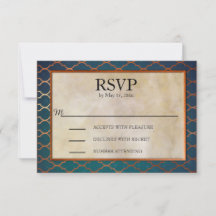 Elegante Teal e Copper Wedding RSVP