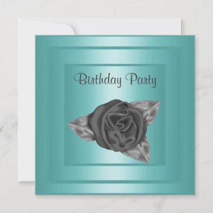 ELEGANTE TEAL ROSEBUD CONVITE DE ANIVERSÁRIO