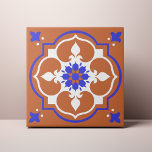 Elegante Terracotta e Azulejo Flor Azul<br><div class="desc">Decorra o escritório com este Elegante Terracotta e design de Destaque de Flor Azul. Você pode personalizar isso ainda mais clicando no botão "PERSONALIZAR". Altere a cor do plano de fundo,  se quiser. Para mais perguntas,  contacte-nos em ThePaperieGarden@gmail.com.</div>