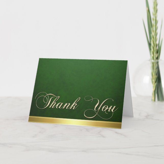 Elegante Textura Verde, Cartões de agradecimentos  (Frente)