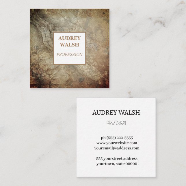 Elegante, textura vinícola castanha cartão de visi (Frente/Verso)