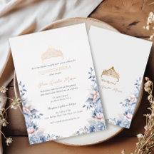 Elegante Tiara Rosa Dourado Rosas Azuis Quinceañer