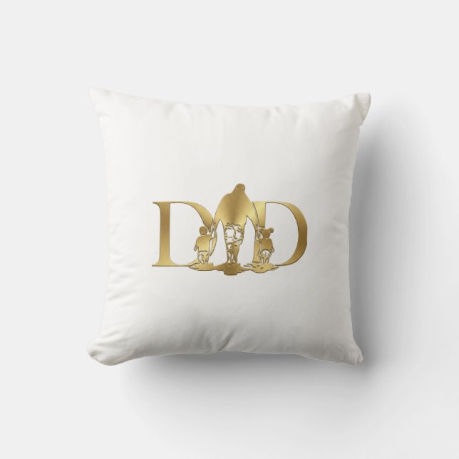 Elegante Tipografia DAD Dourada com Almofada Cus p (Frente)