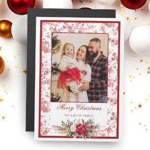Elegante Toile Vermelha c/ Foto Floral de Inverno