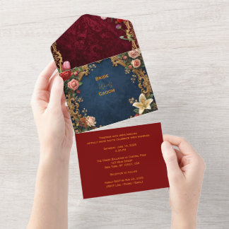 Elegante Tudo Em Um Convite De Casamento