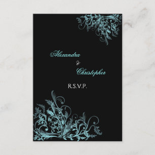 Elegante Turquoise Swirls Wedding RSVP
