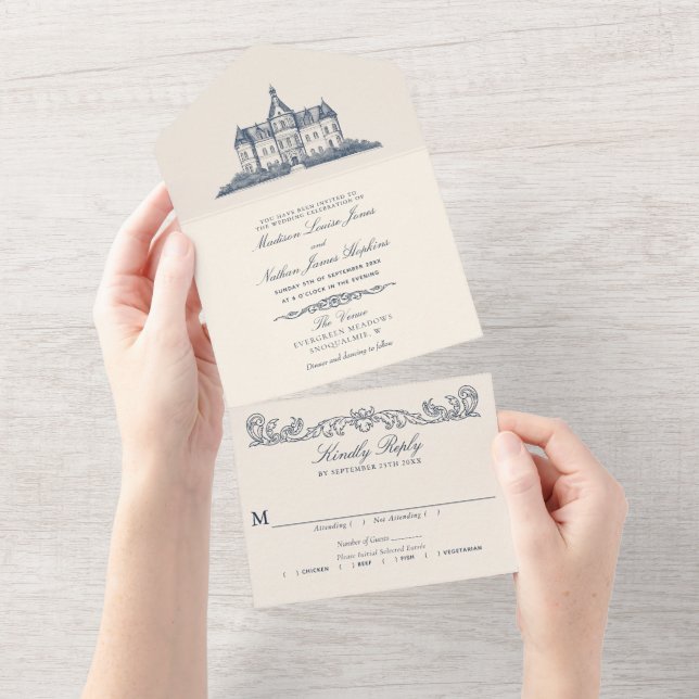 Elegante Velho Chateau Manor Wedding (Aba destacável)