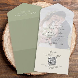 Elegante Vellum Photo Overlay Verde Código QR