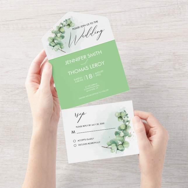 Elegante Verde Botânico Casamento Eucalyptus (Tearaway)