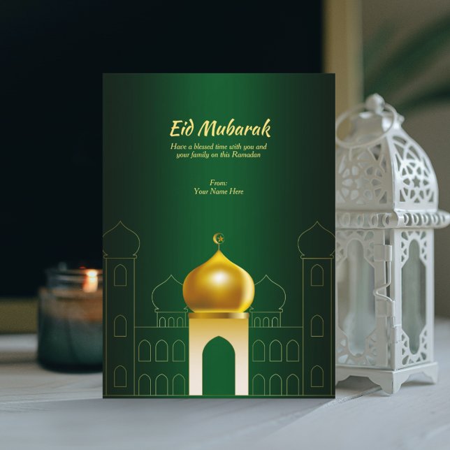 Elegante Verde | Cartão de Saudação Dome Ramadan D (Criador carregado)