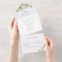 Elegante Verde e Florais de Marfim