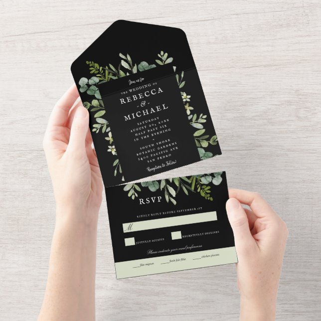 Elegante Verde no Casamento Preto (Tearaway)