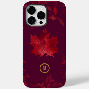 Elegante Vermelho Borgonha e Folhas de outono Dour