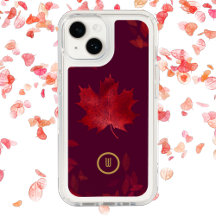 Elegante Vermelho Borgonha e Folhas de outono Dour