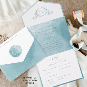 Elegante Vidro Mar Vidro Aquarela Casamento Monogr