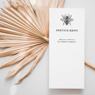Elegante Vintage Bee   Menu Serviço Comercial