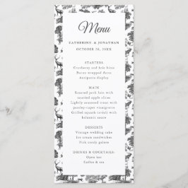 Elegante Vintage Black White Toile Deer Menu