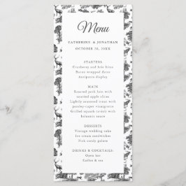 Elegante Vintage Black White Toile Deer Menu