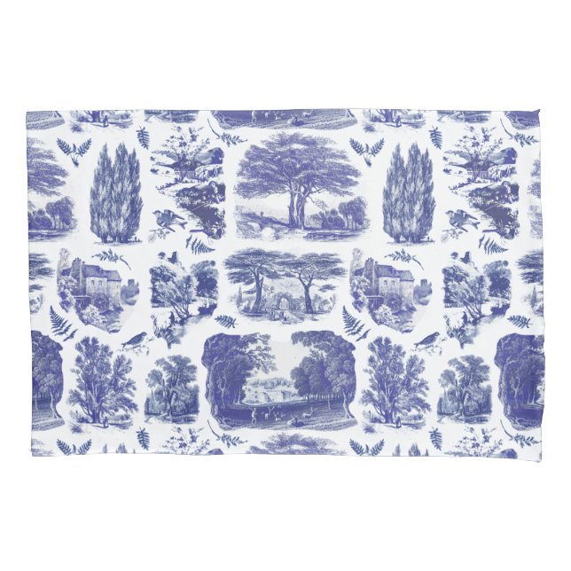 Elegante Vintage Blue Country Pastoral Toile (Frente)
