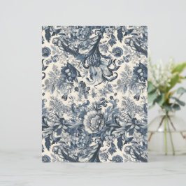 Elegante Vintage Blue Floral Toile Fleurie