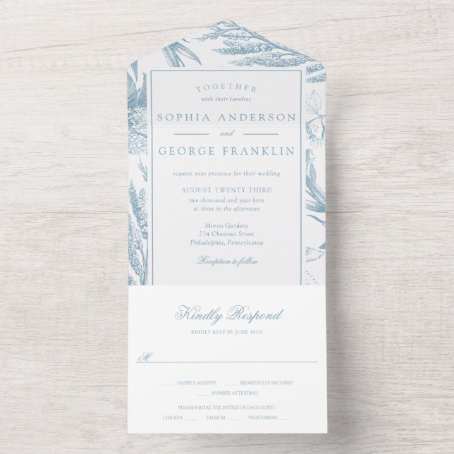 Elegante Vintage Botânica Dusty Azul (Interno)