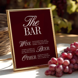 Elegante Vintage Burgundy Bar Sinal de Casamento