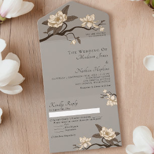 Elegante Vintage Casamento Mínimo de Cinzas Magnol